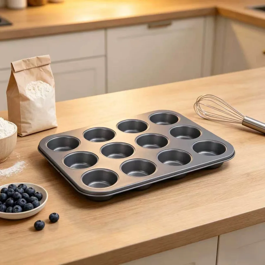 12-Cup Carbon Steel Muffin Tray