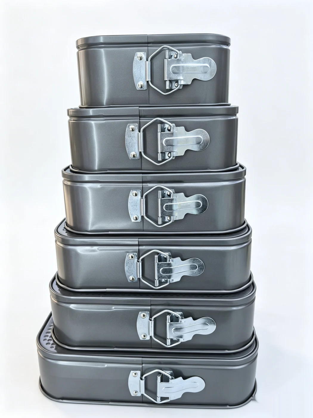 6-Piece Square Cake Tin Set — forma de pastelaria em aço-carbono antiaderente, venda por grosso de fábrica Shansen Bakeware, Yongkang China