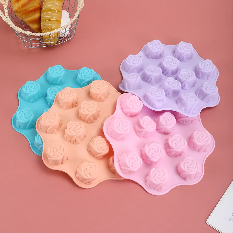 12-Cavity Rose Silicone Mould