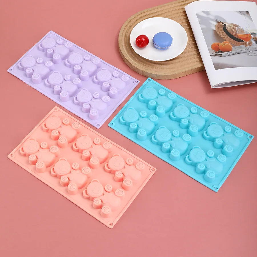 6-Cavity Bear Silicone Mould — food-grade bakeware, factory wholesale from Shansen Bakeware, Yongkang China
