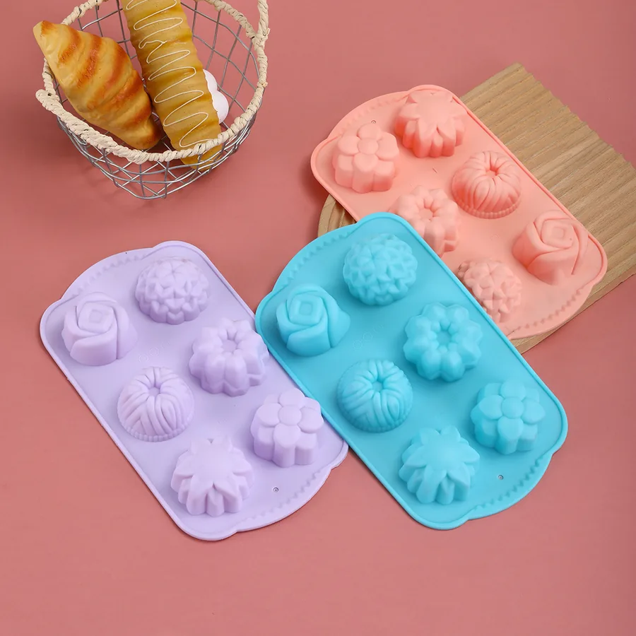 6-Cavity Floral Silicone Mould