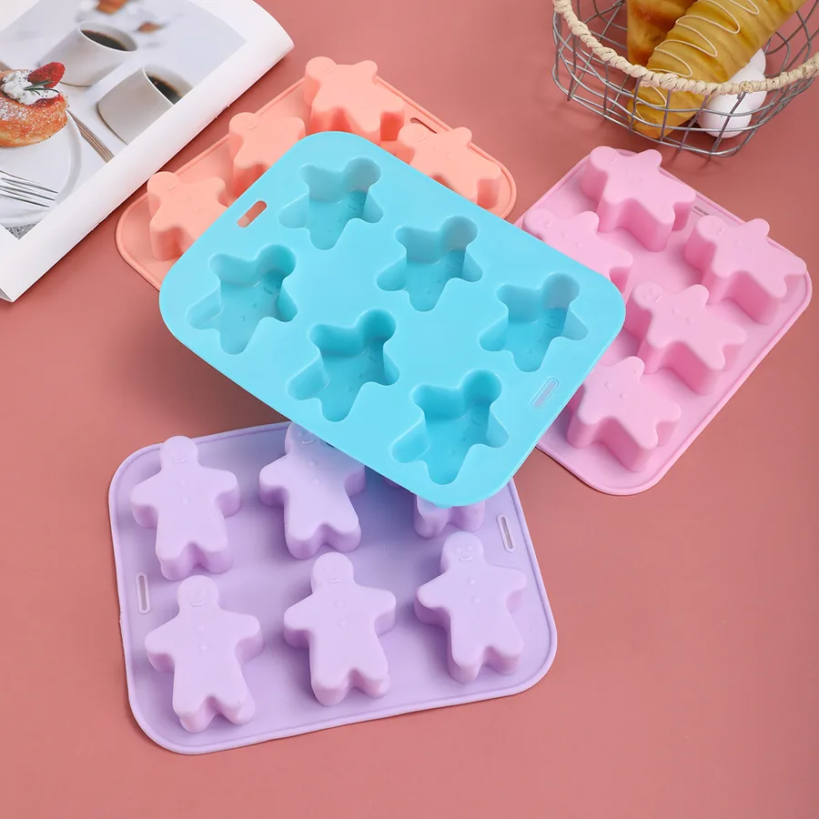 6-Cavity Gingerbread Man Silicone Mould — factory photo 2