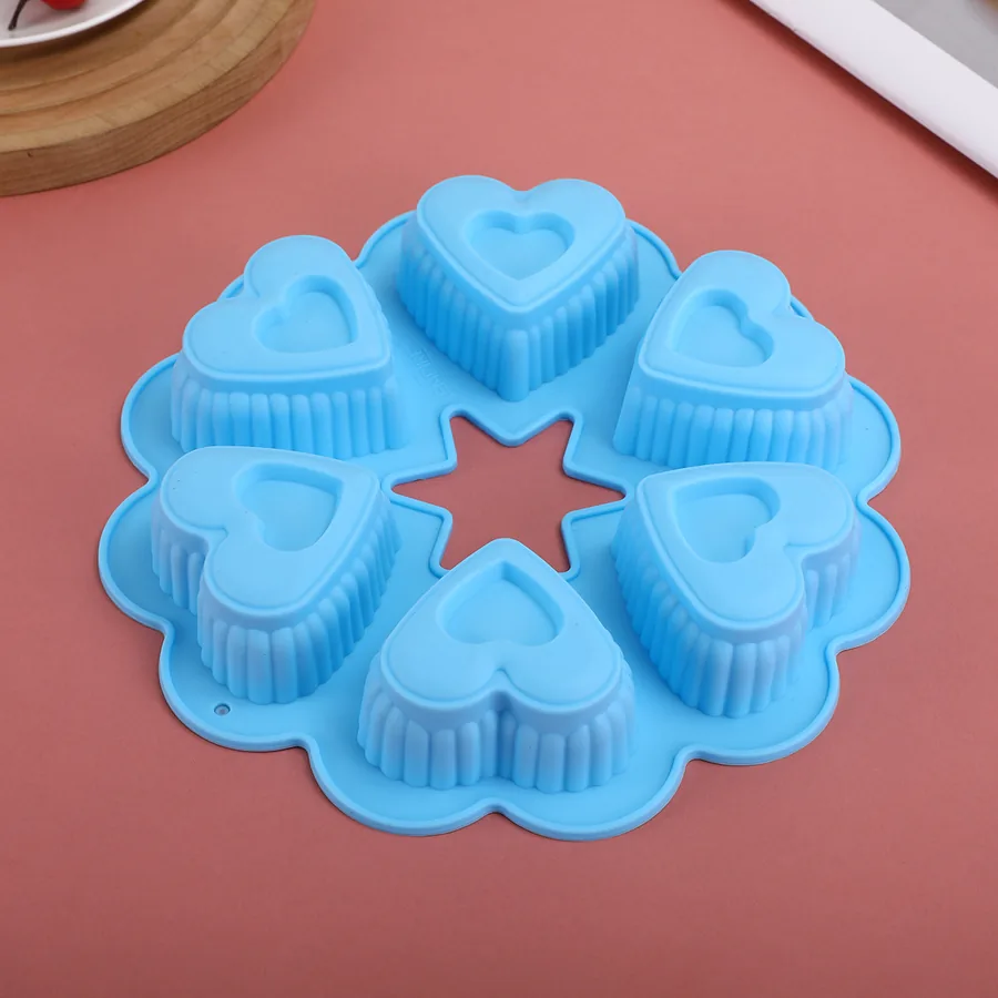 6-Cavity Heart Silicone Soap & Cake Mould