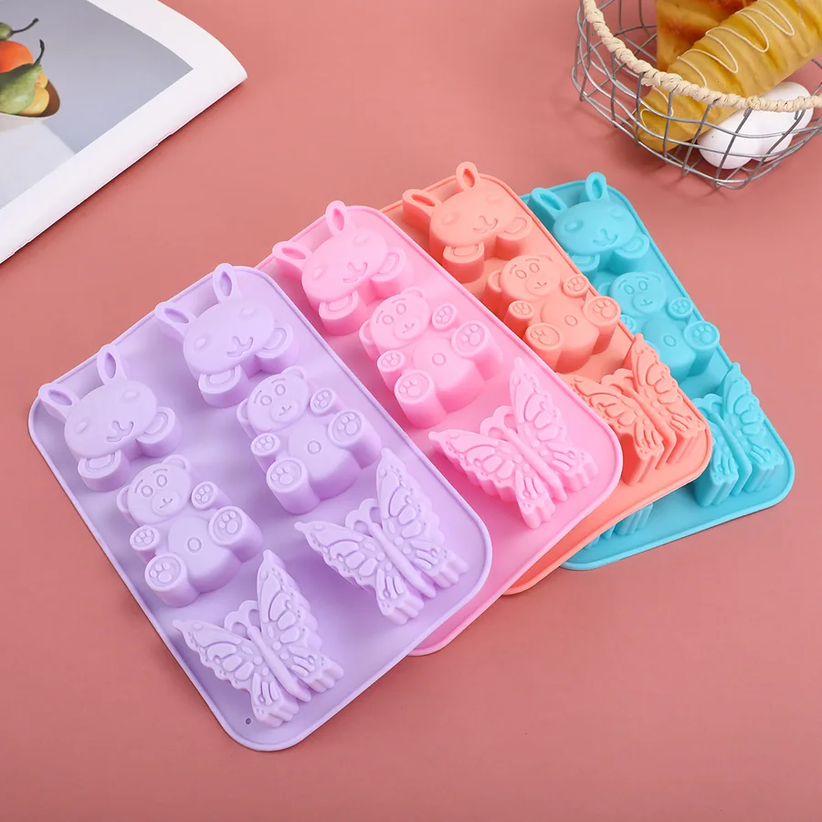 6-Cavity Rabbit, Butterfly & Bear Silicone Mould — factory photo 2