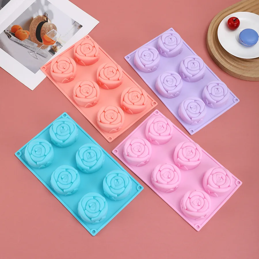 6-Cavity Rose Silicone Mould