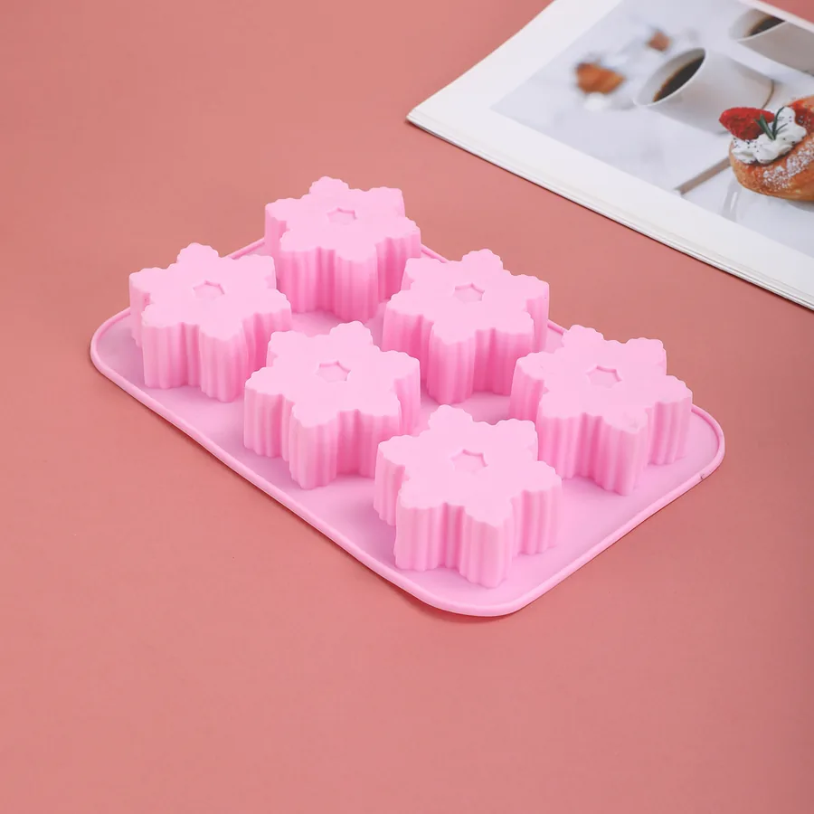 6-Cavity Snowflake Silicone Soap & Cake Mould — factory photo 3