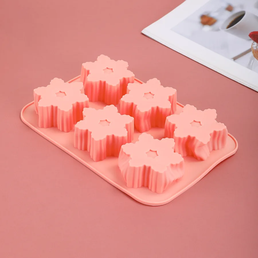 6-Cavity Snowflake Silicone Soap & Cake Mould — factory photo 4