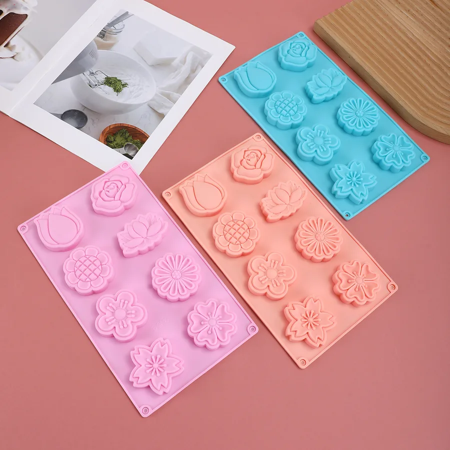 8-Cavity Mixed Flower Silicone Mould