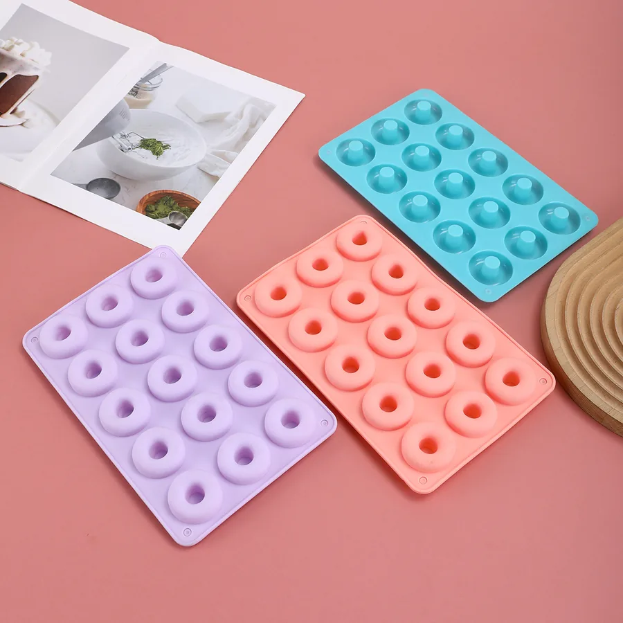 Macaron-Colour Donut Silicone Mould — food-grade bakeware, factory wholesale from Shansen Bakeware, Yongkang China