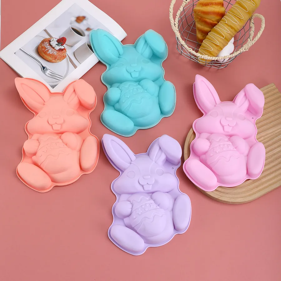 Easter Rabbit & Egg Silicone Mould — food-grade bakeware, factory wholesale from Shansen Bakeware, Yongkang China