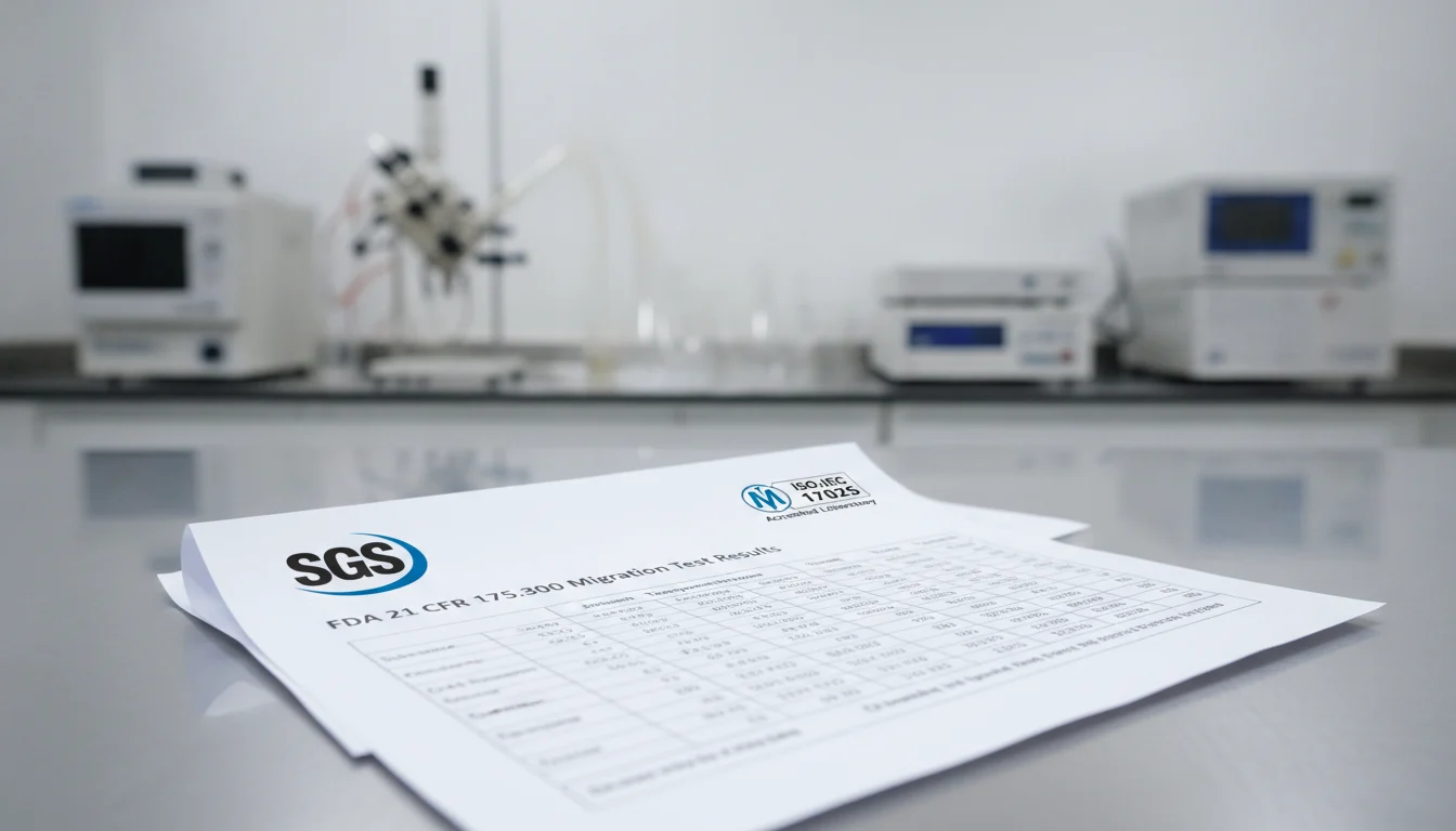 SGS FDA 21 CFR food-contact migration test report for bakeware import documentation
